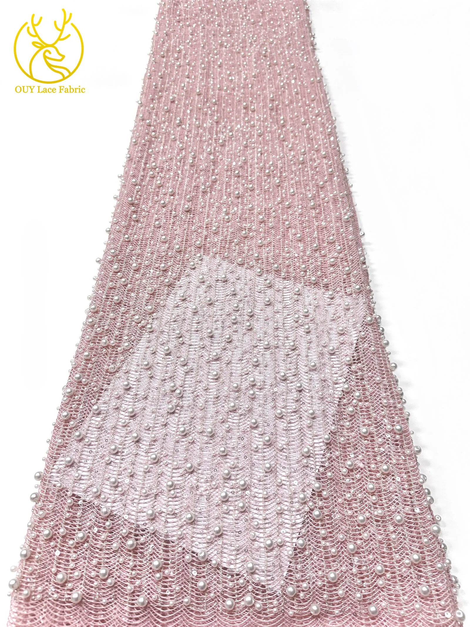Neues Design Afrikanischer Großer Perlen-Spitzenstoff 2026 Nigerianischer Perlen-Pailletten-Spitzenstoff für Abendkleider Nähen 5 Yards – Detail 19