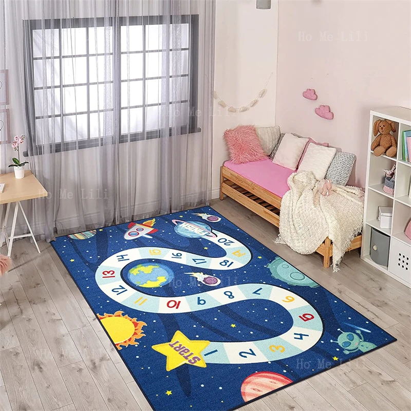 Childrens Garden Kids Space Number Game Flannel Floro Rug Travel Funny  And Intelligent Carpet Multicolor With Non Slip Backing