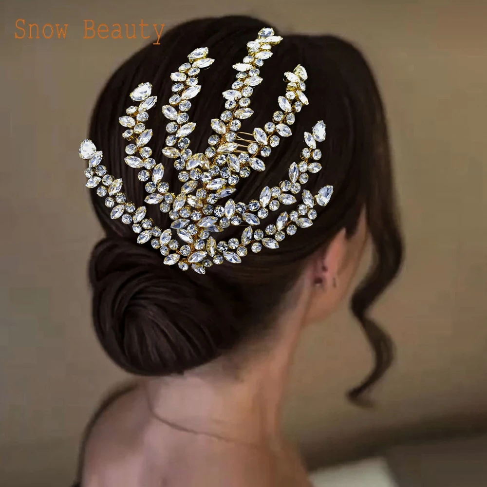 Peine de pelo de diamantes de imitación de lujo, tocado de novia hecho a mano, Clip de cristal, accesorios para el cabello de boda, regalo de novia, DZ031