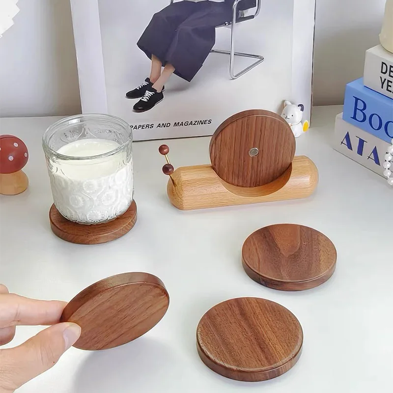 

2025 Новая мода, черный орех, мультяшный улитка, декомпрессионный креативный коврик для чайной чашки, украшение, изолированная кружка для чая, кофе, подставка