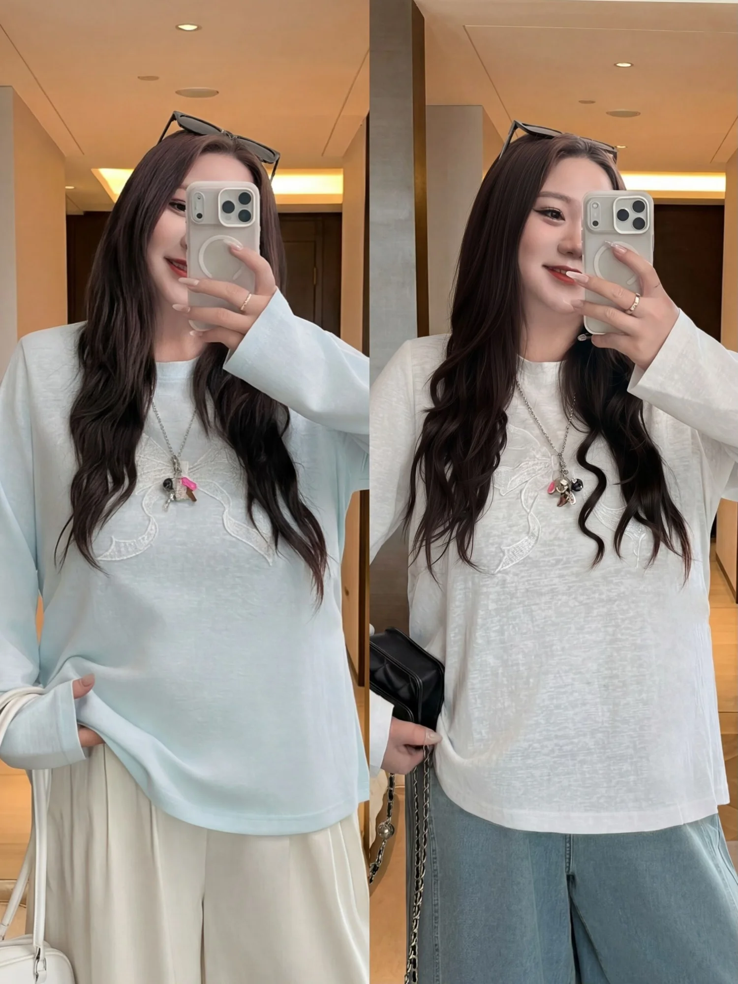 

plus Size Casual Top Women's Clothing Spring New Loose Slimming Commute Style Thick Sister Knot Cotton Blend T-shirt