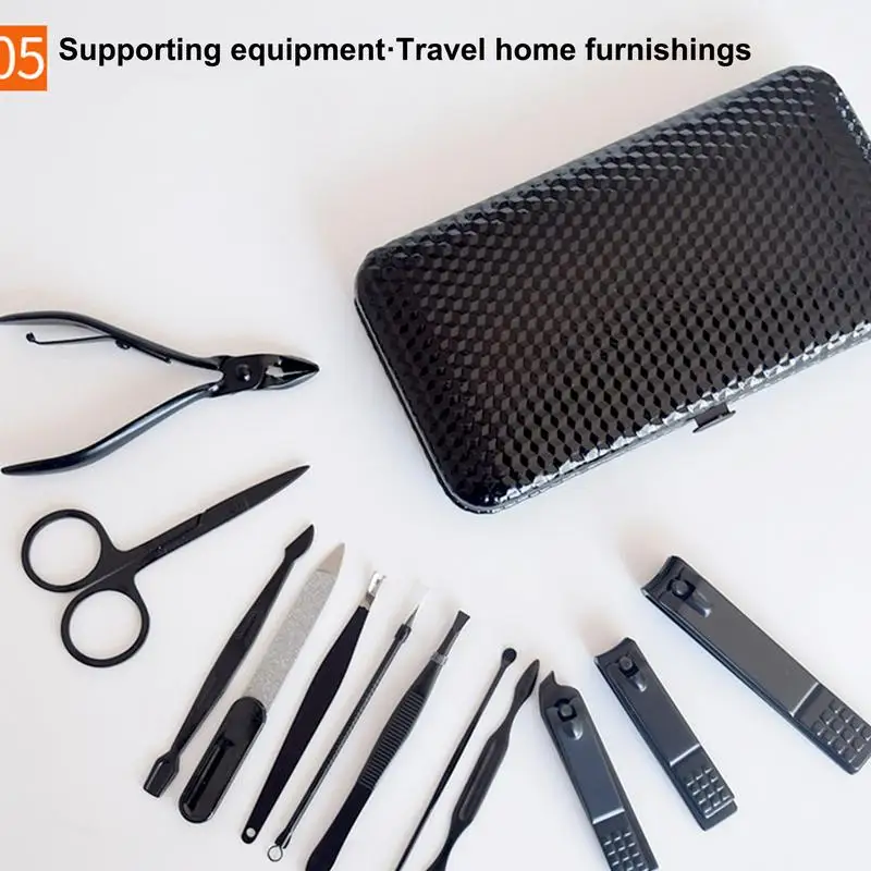 12PCs Manicure Cutters Nail Clipper Set Household Stainless Steel Manicure Kit Nail Clippers Pedicure Scissors Grooming Tools