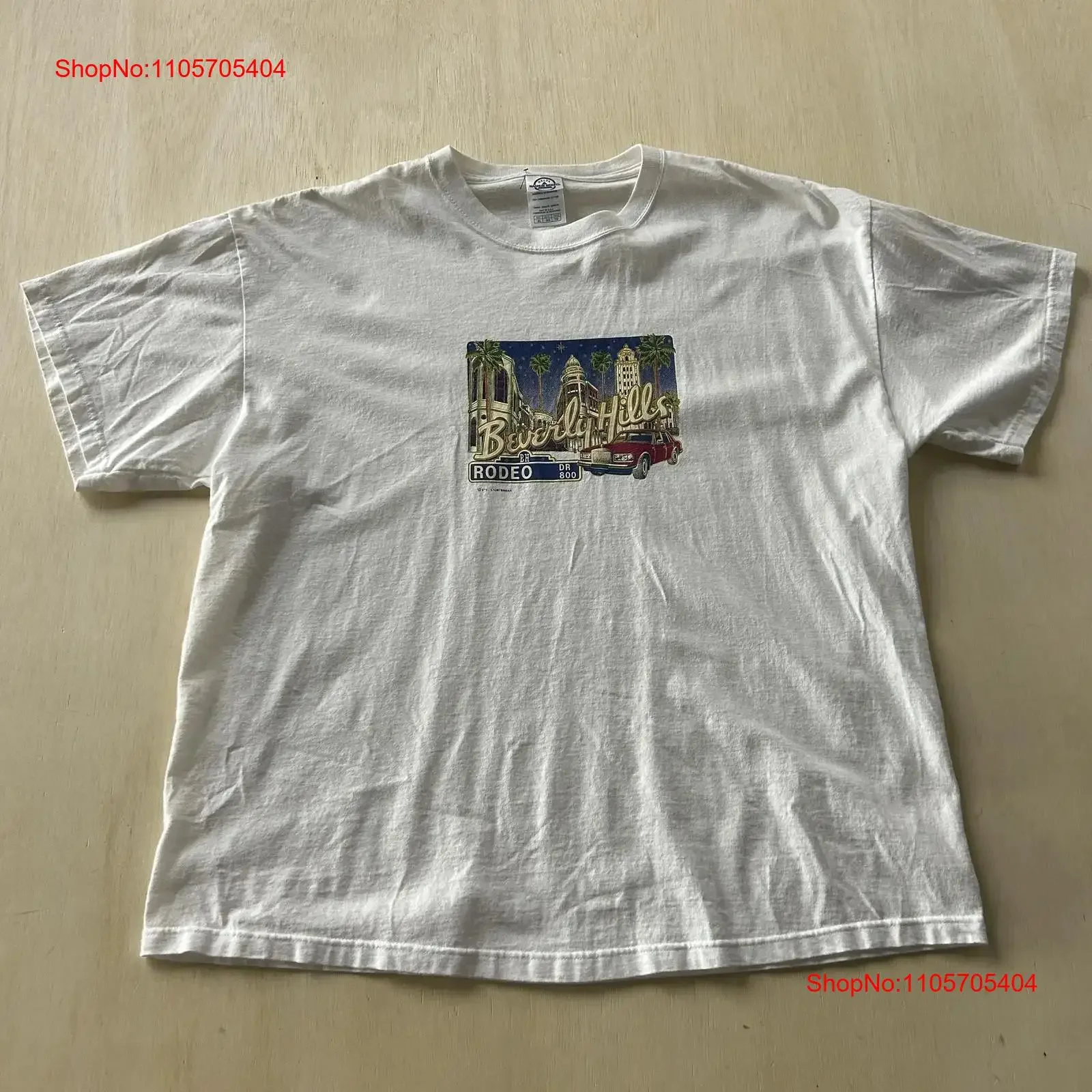 Vintage 90s Beverly Hills T Shirt Mens XL White Rodeo Drive long or short sleeves vintage Washed Stylish Soft Breathable