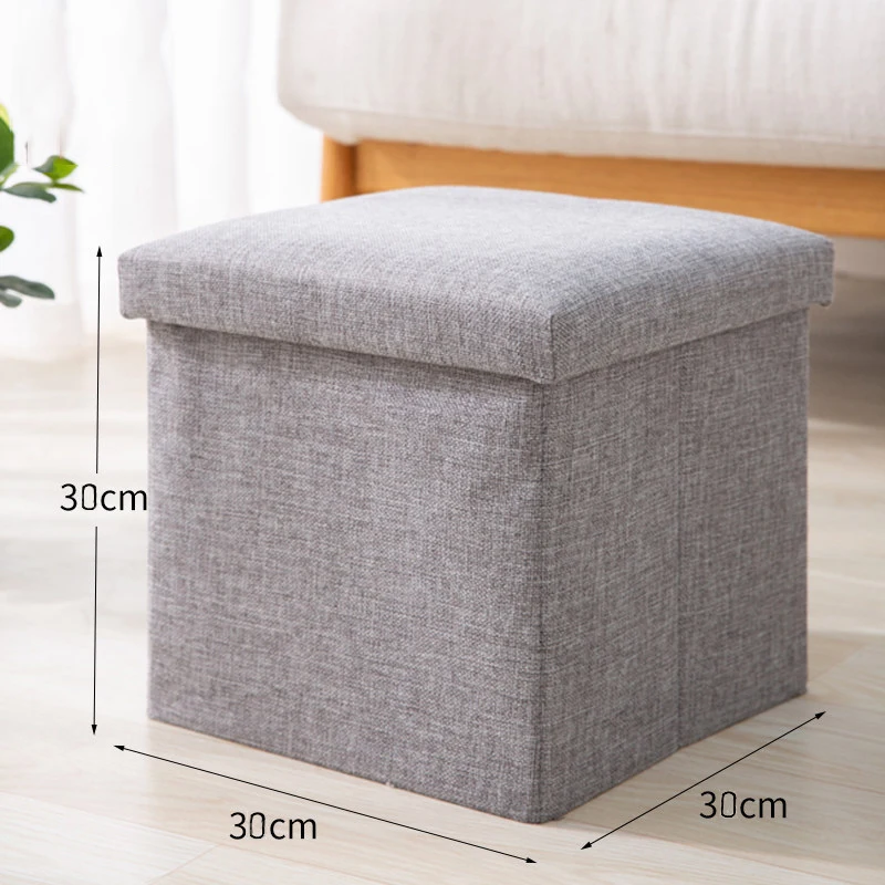 1pc Foldable Fabric Storage Stool Multifunctional Home Life Storage Box Shoe Stool Toy Storage Organizer Box Home Organization