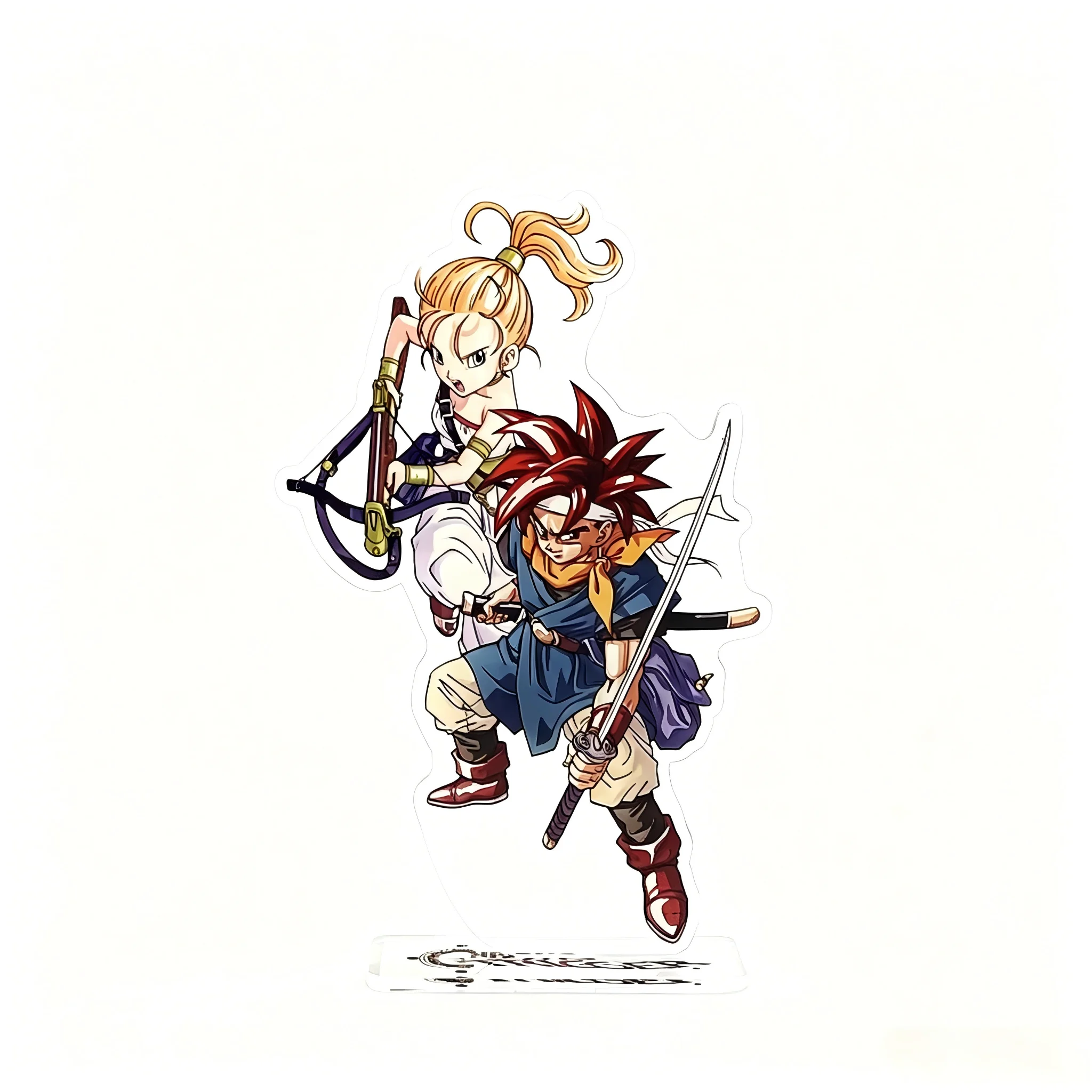 Figuras decorativas de acrílico do casal Chrono e Marl de Chrono Trigger para decoração de casa.