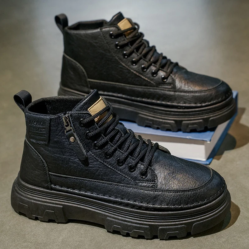 

Men's new casual fashion four season versatile high top casual boots comfortable outdoor anti slip wear-resistant workwear boots