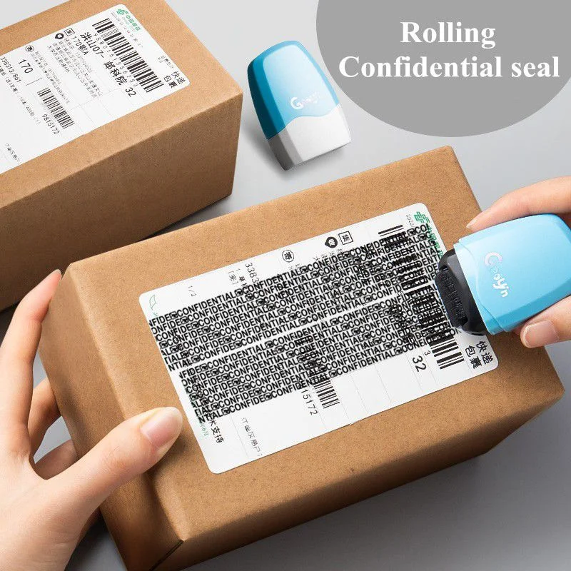 RDY STOCK Security Stamp Roller Privacy Cover Eliminator Stamp Portable Self-Inking Identity Theft Protection