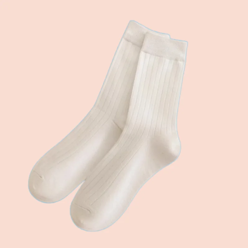 5/10 Pairs Spring and Autumn Solid Color Cotton Socks Men's Socks Mid-tube Deodorant Sweat-absorbent Vertical Stripe Men's Socks