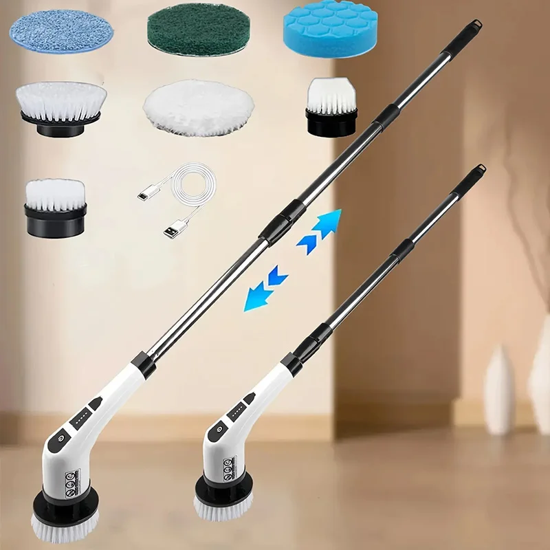 

Cordless Power Scrubber 7 In 1 Multipurpose Electric Spin Cleaner with 7 Replacement Brush Heads Rotatable for Bathroom Tub Tile