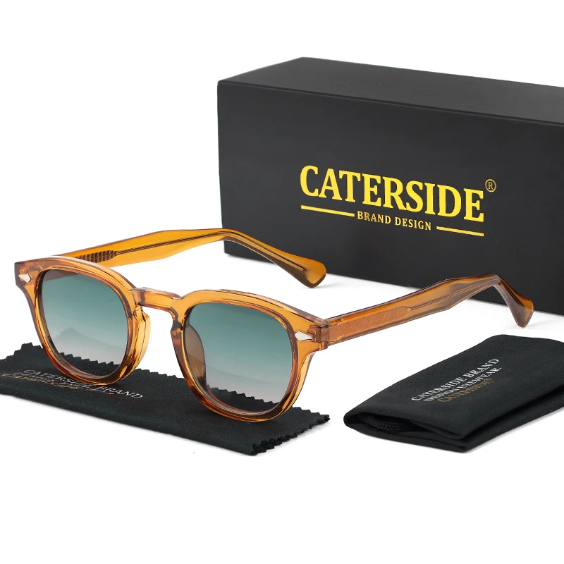 CATERSIDE Retro Männer Sonnenbrille Runde Punk Propionsäure Pin Tempel Luxus Sonnenbrille Frauen Sport Freizeit Party Brillen UV400 – Detail 11