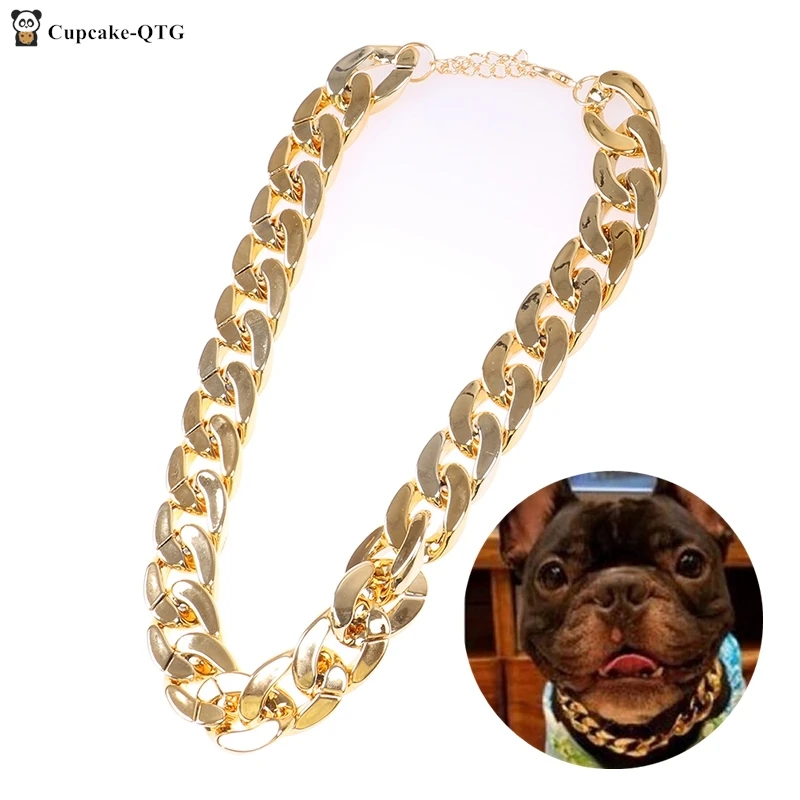 1Pc Dog Neck Chain Pet Chain Collar Cool Plastic Adjustable Gold Color Puppy Chain Cat Chain Necklace