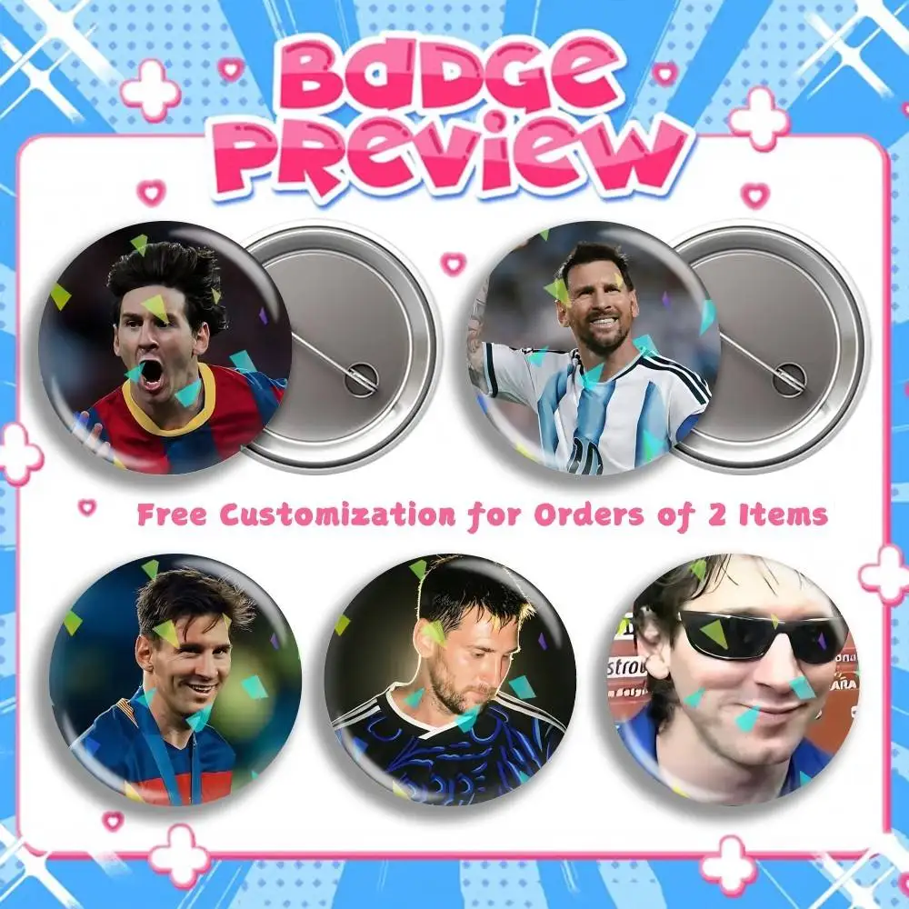 Leo GOAT NO-10 M-Messi Round Brooch Pins, Personalized Badges With Broken Glass Design Fashion Accessory