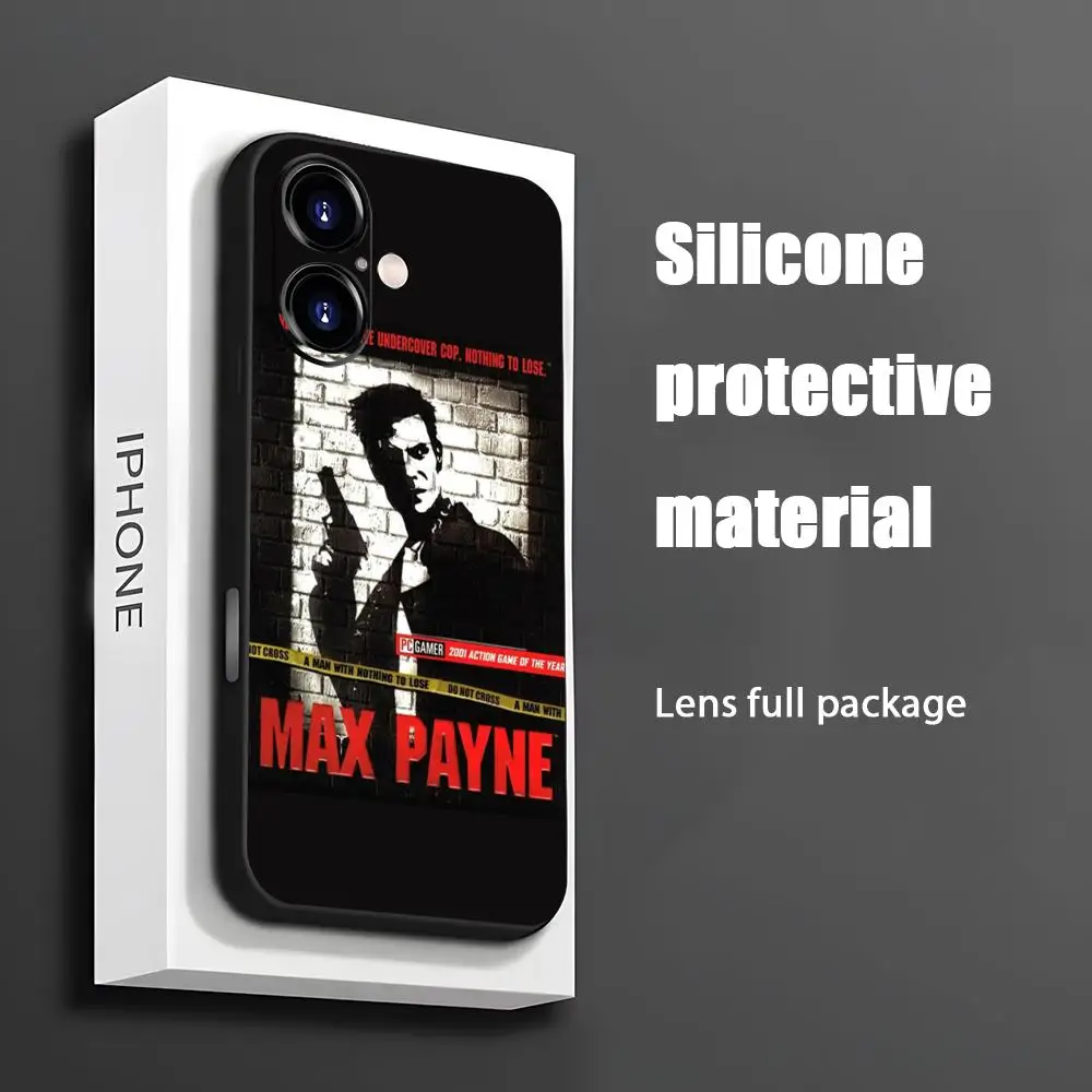 Funda de teléfono Popular de película m-max Payne para iPhone 16 15 14 13 12 11 X XR XS 8 Plus Mini Pro Max, funda suave negra a prueba de golpes