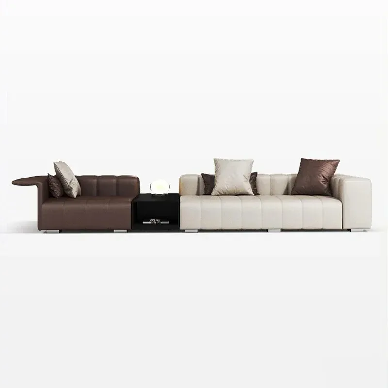 Piano key sofa first layer cowhide large apartment living room leather sofa high-end Italian