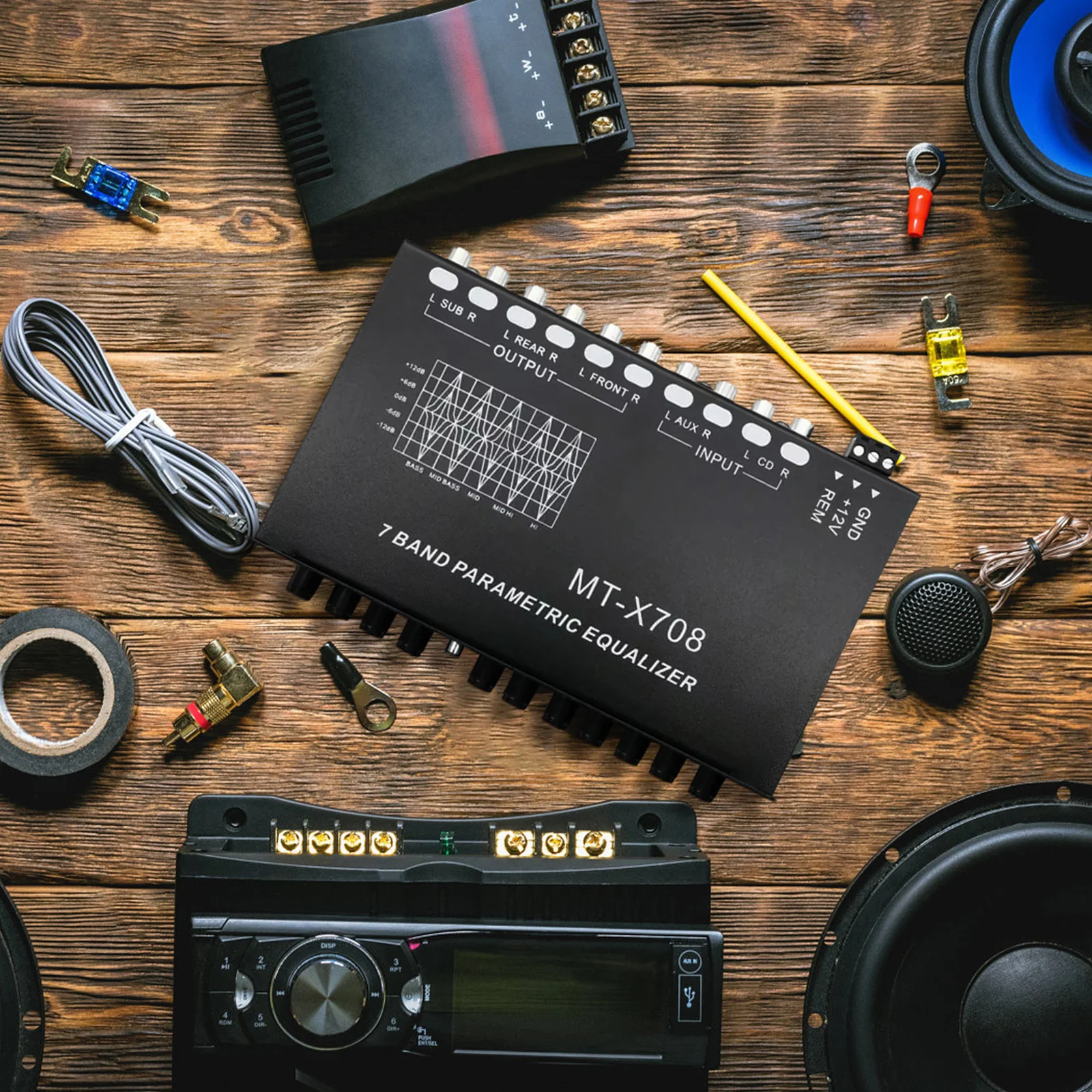 

7-Band Digital Audio For Stereo Precision Sound Control Metal Compact Design Simple Interface Graphic Tone Control Car