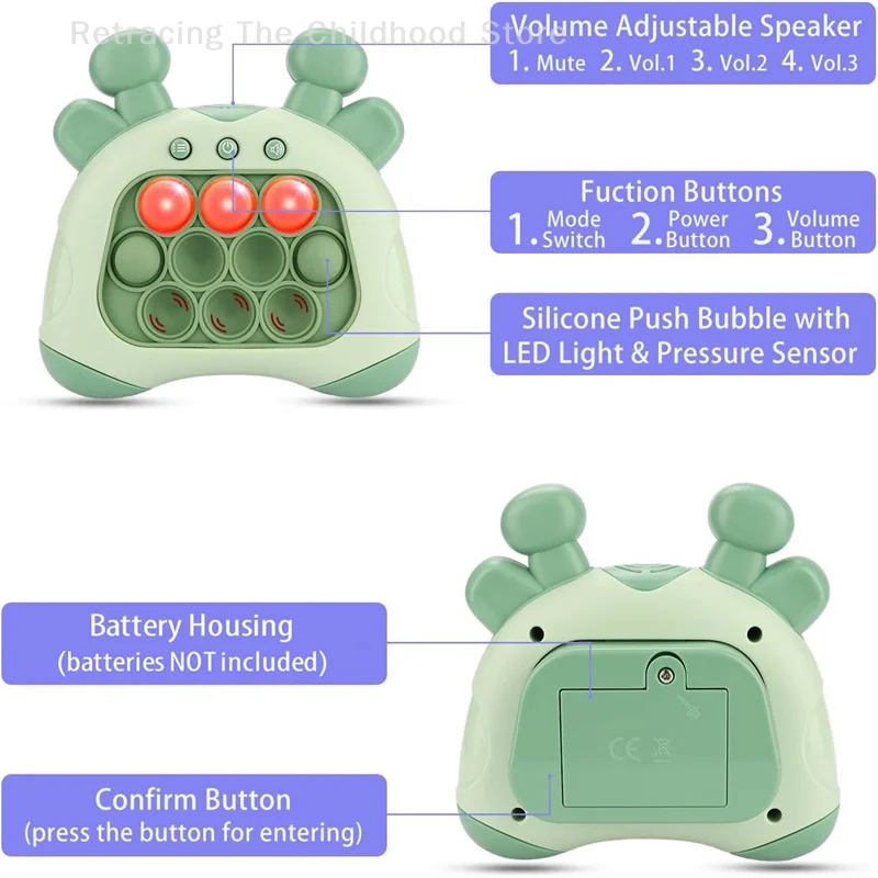 Macchina da gioco puzzle a bolle luminose Giocattoli a spinta rapida Giocattoli educativi per bambini Giocattoli intellettuali creativi