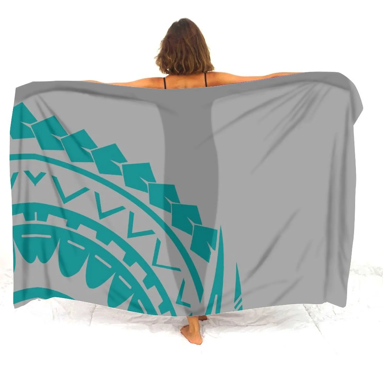 Customizable Polynesian Floral Beach Sarong Women Artistic Shawl Skirt Tropical Print Lightweight Resort Wear