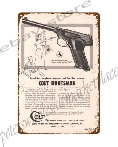 1957 Colt Huntsman Handgun Automatic Fire Arms metal tin sign wall ornaments