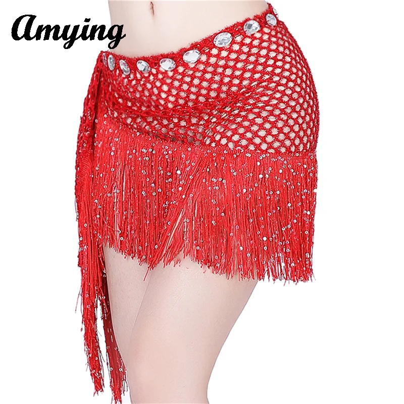 2024 Hollow out Tassel Hip Scarf Latin Dance Performance Tassel Triangle Scarf Dance Practice Training Tassel Waist Chain Scarf