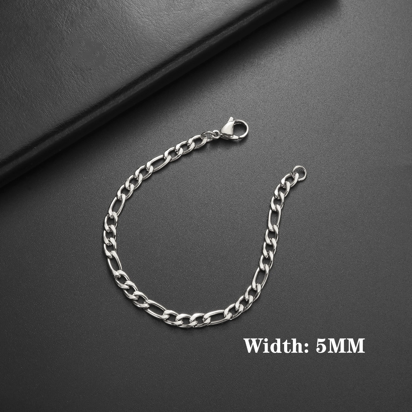 Lucktune Figaro-Kettenarmband für Männer und Frauen, Edelstahl, Breite 3–10 mm, Armbänder, Punk-Schmuck, Paar-Geschenk, Pulsera Hombre, Neu – Detail 15