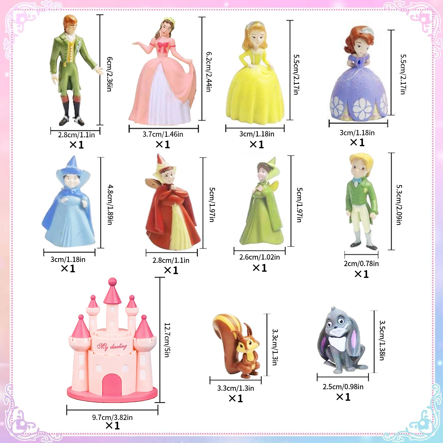 Sleeping Princess Sophia Castle Cake Decorations,Princess Birthday Cake Topper Beauty Cake Decorations Party for Children Girls