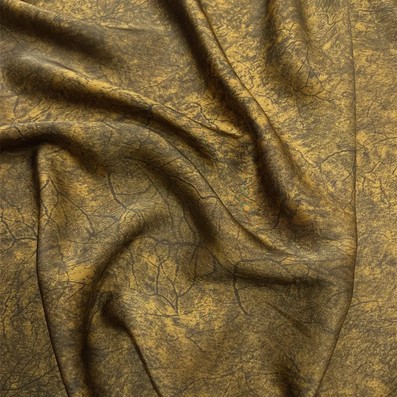 Imitation Acetate Fabric Heavy Pendant Soft and Comfortable Draping Dress High-Grade Blooming Crack Printing