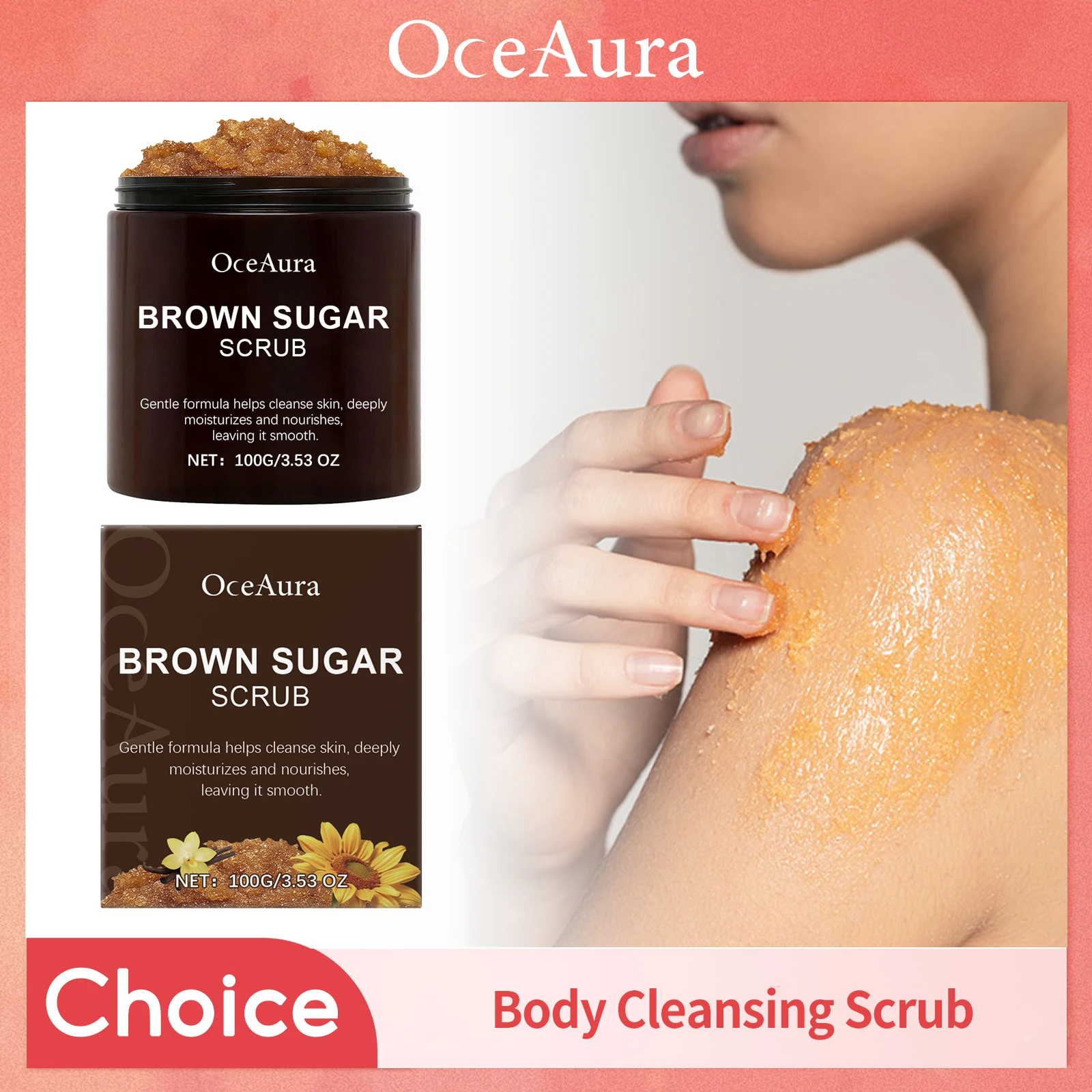 Brown Sugar Body Scrub Deep Cleansing Exfoliating Remove Dead Skin Body Moisturizing Brighten Fresh Scent Exfoliation Bath Scrub
