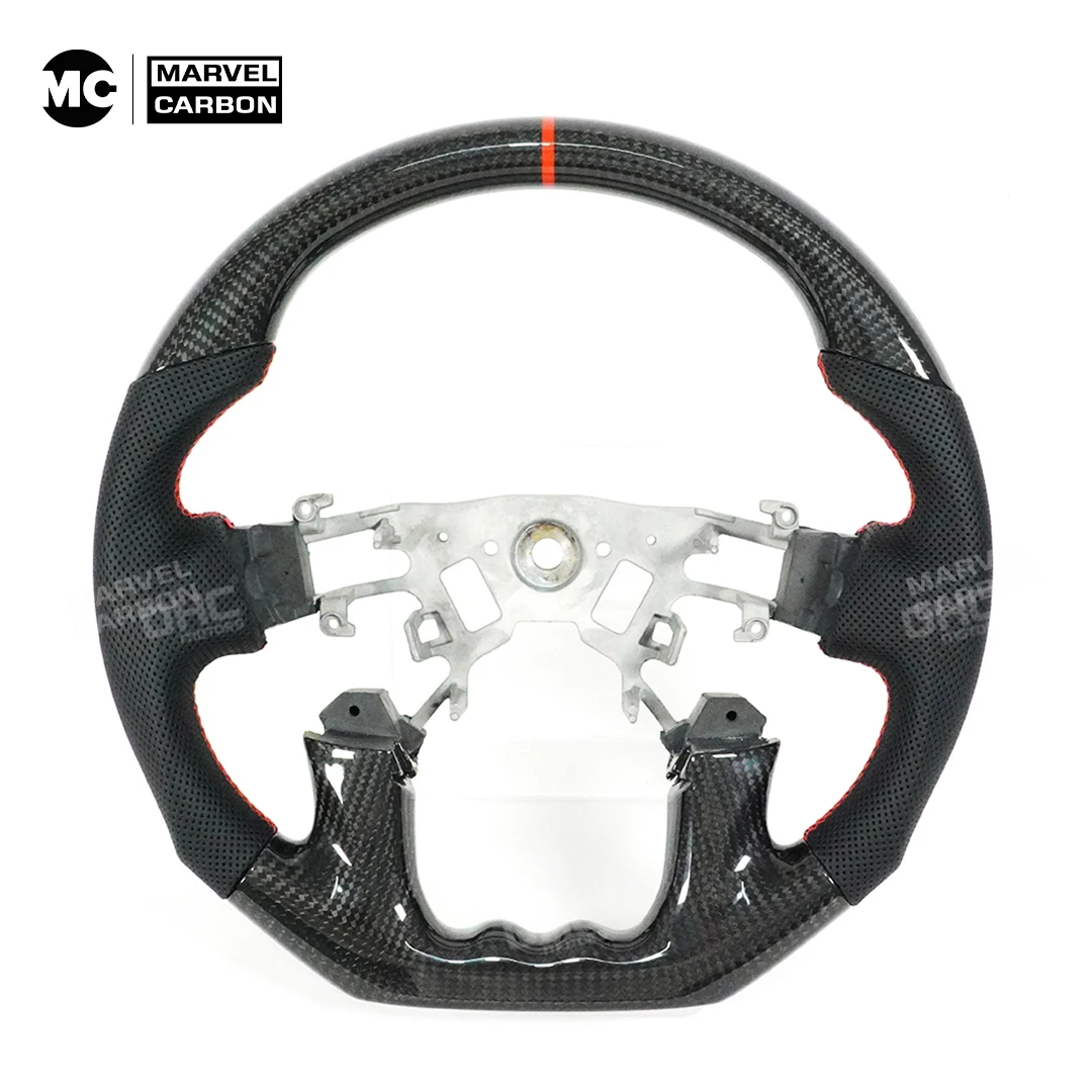 Customized Carbon Fiber Steering Wheel For Nissan Patrol Y62 2012-2018 Perforated Leather Steering Wheel No Airbag
