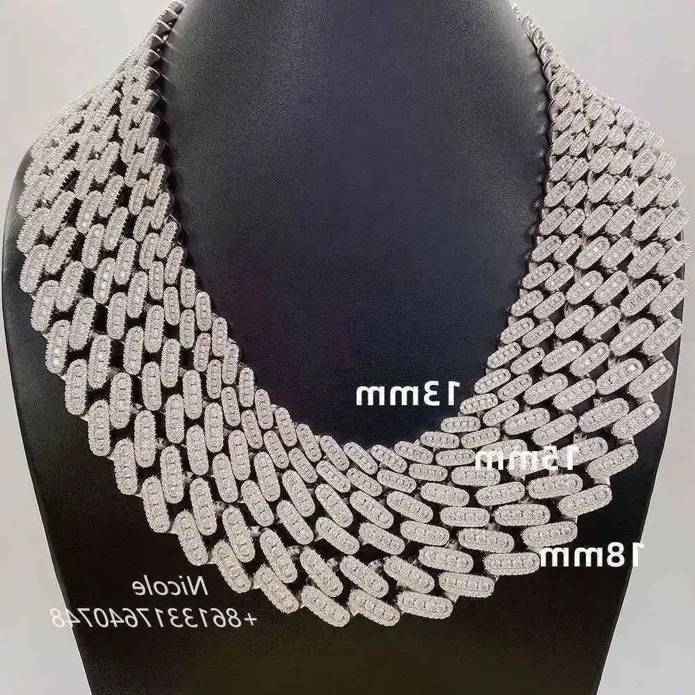 

13mm 20 22 Vvs Moissanite Hip Hop Bling Iced Out Cuban Chain Jewelry Mens Cuban Chain Necklace