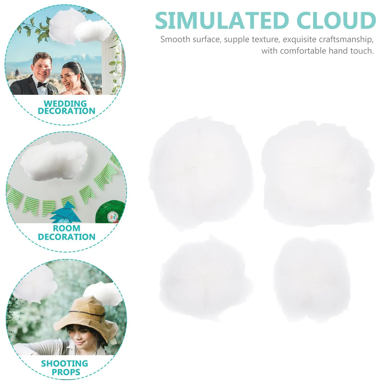 4 Pcs Simulated Cotton Cloud Decoration Dreamy Hanging Ornament DIY Pendant Baby Bridal Shower Room