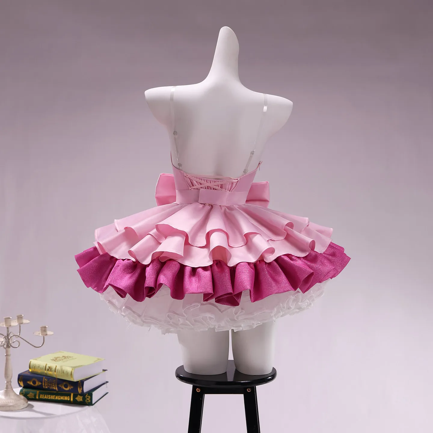 Mizi SUA Cosplay Costume Anime Alien Stage Women Cute Pink Big Bow Glitter Ruffle Dress Cute ZOMST Zombie Stage Cosplay S-2XL - view 4