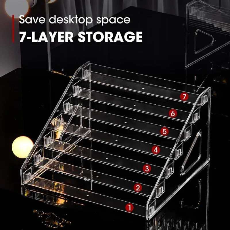 

7 Layers Nail Polish Display Stand Clear Cosmetic Display Rack Holder Essential Oil Bottle Organizer Storage