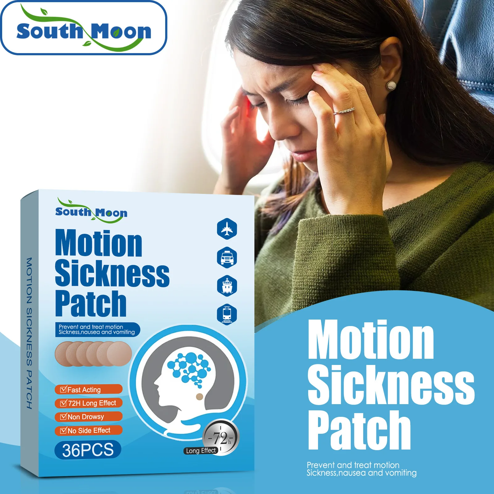 36 PCS Motion Sickness Patches Bands Relief of Nausea Carsick and Vertigo in Adults and Kids from Travel