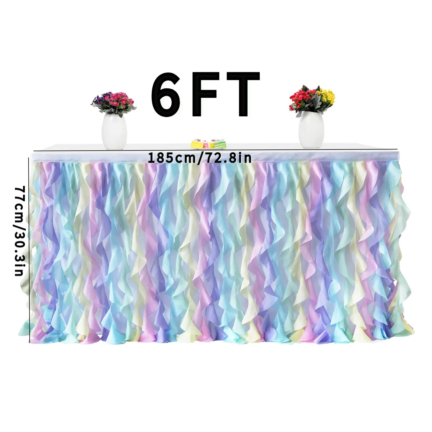 Tutu Table Skirt - Tulle Table Skirt Decoration - Mesh Fluffy Tulle Tablecloth for Birthday Party, Baby Shower, Gender Reveal, W