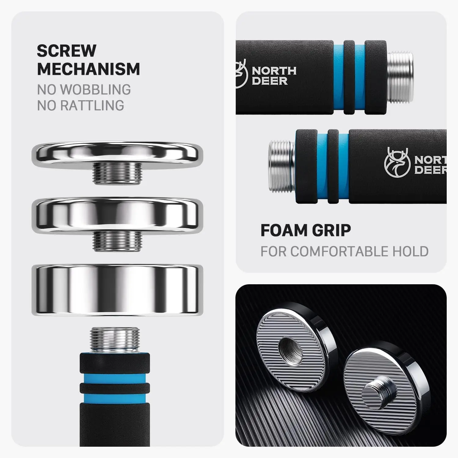 Home Gym Workout - Ultracompact Adjustable Chrome Dumbbells with Foam Handles, Silver, 5lb - 50lb Options