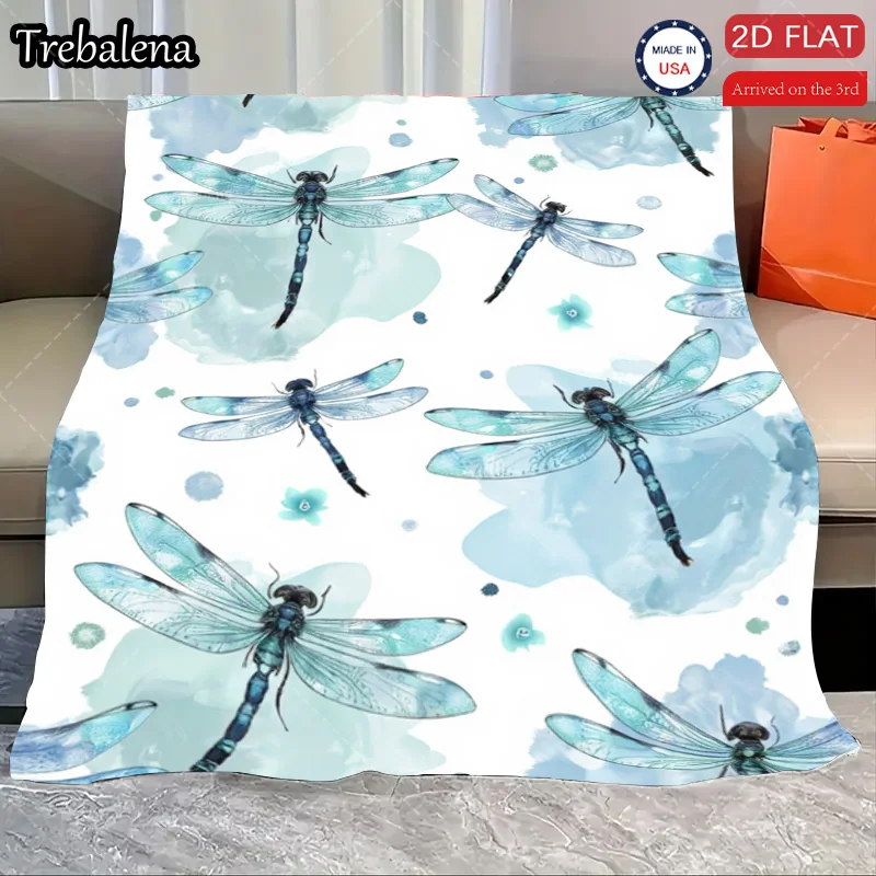 

Flannel Blanket-Soft Lightweight All-season Adorable Dragonfly Print Soft Baby Blanket for Boys Girls Newborns