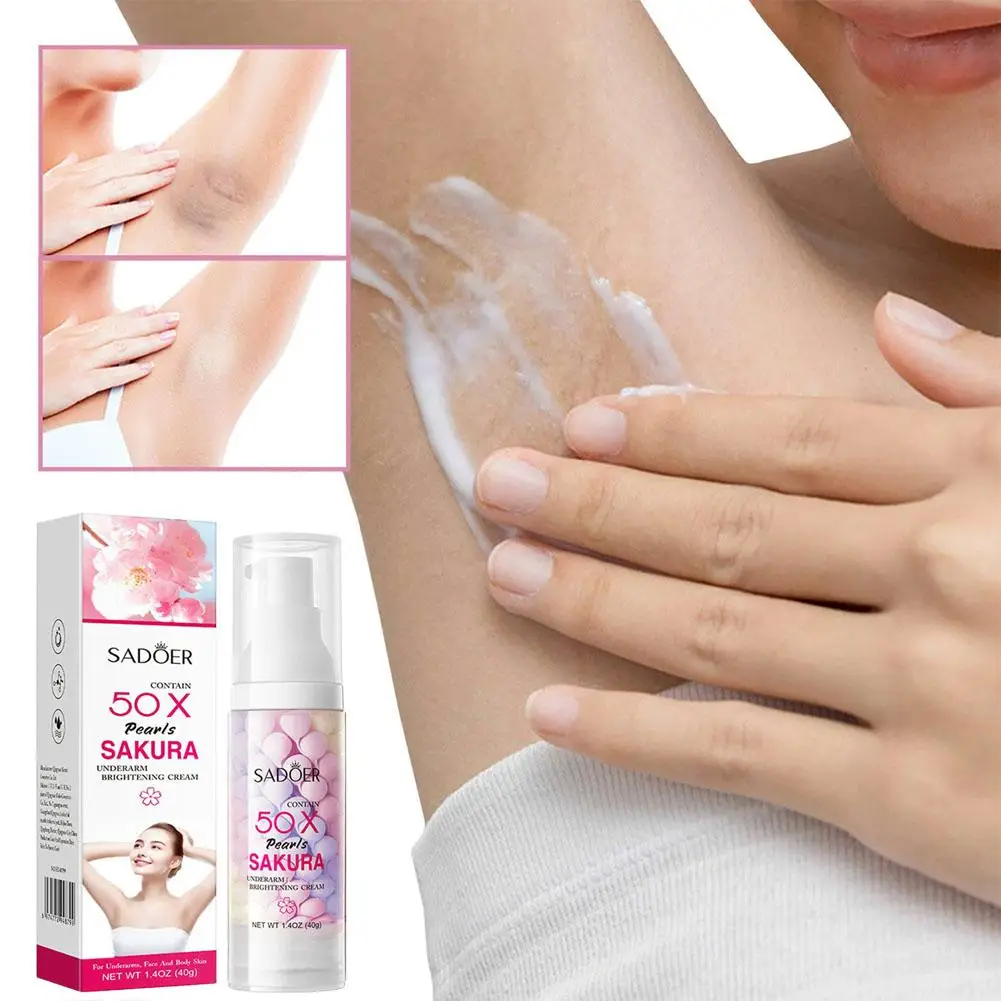 Sakura Underarm Brightening Cream Dark Spot Remover Moisturizing Whitening Body Skin Care Cream For Armpit Elbow Knee