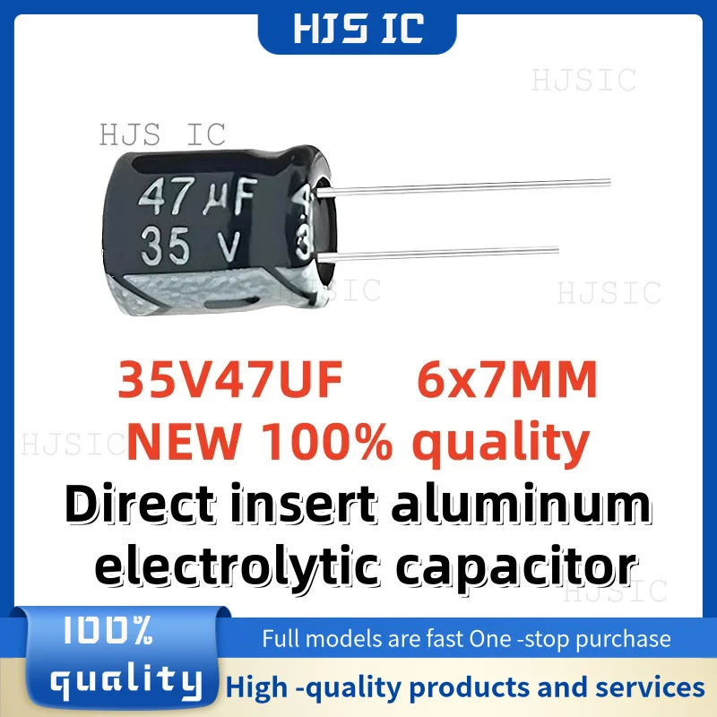30-50-100PCS NEW 100% quality 35V47UF 6x7MM 47uf 35v 6*7mm 47μF 35v 6X7MM Direct insert aluminum electrolytic capacitor