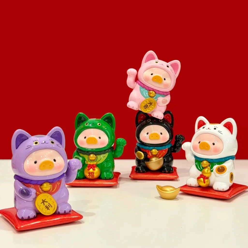 

New LULU The Piggy Lucky Cat Series Blind Box Kawaii Lucky Cat Action Anime Figure Model Cute New Years Lucky Surprise Gift