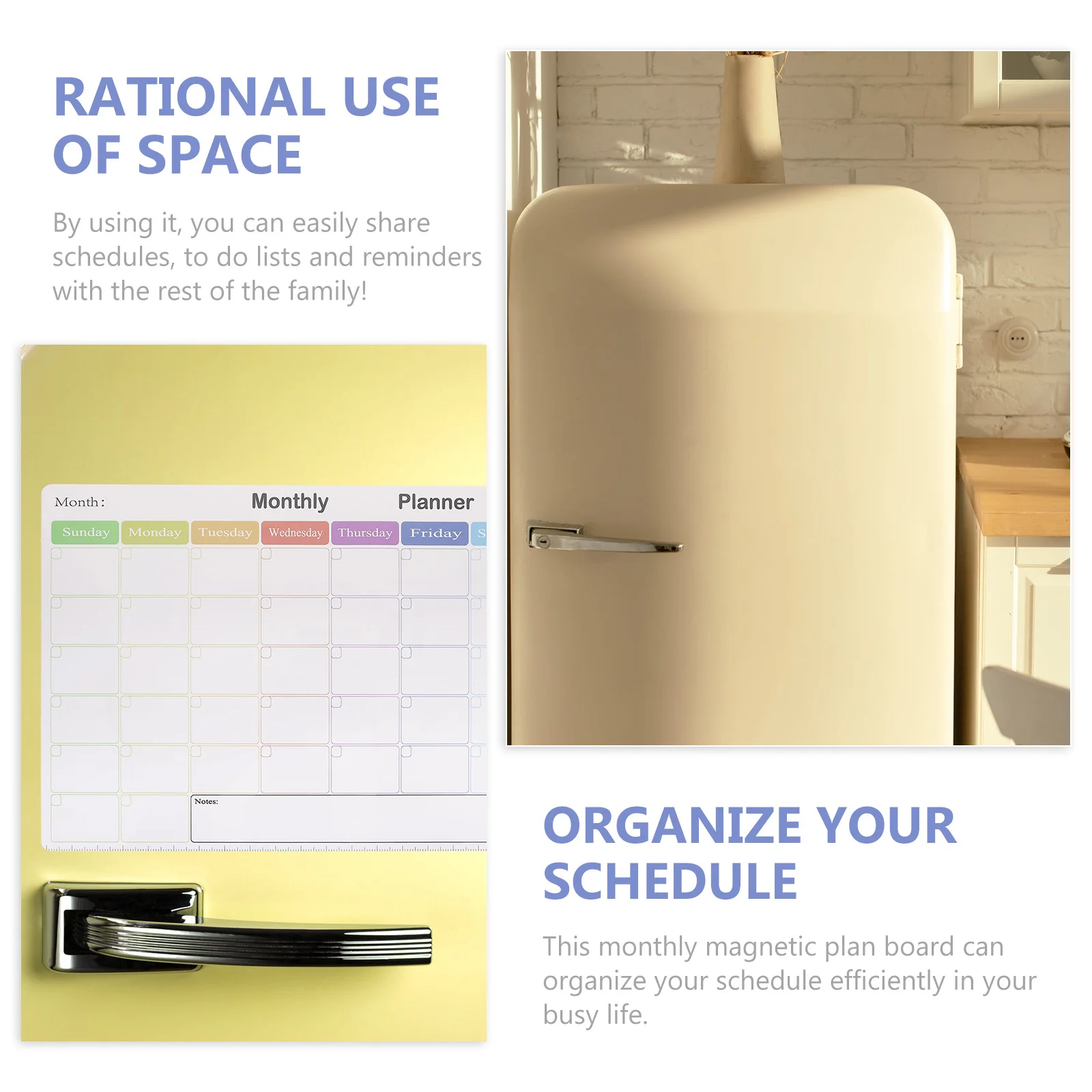 لوحة مغناطيس الثلاجة، تقويم السبورة البيضاء، التخطيط الشهري، لوحة بيضاء مغناطيسية، منظم يومي أسبوعي قابل للمسح #1
