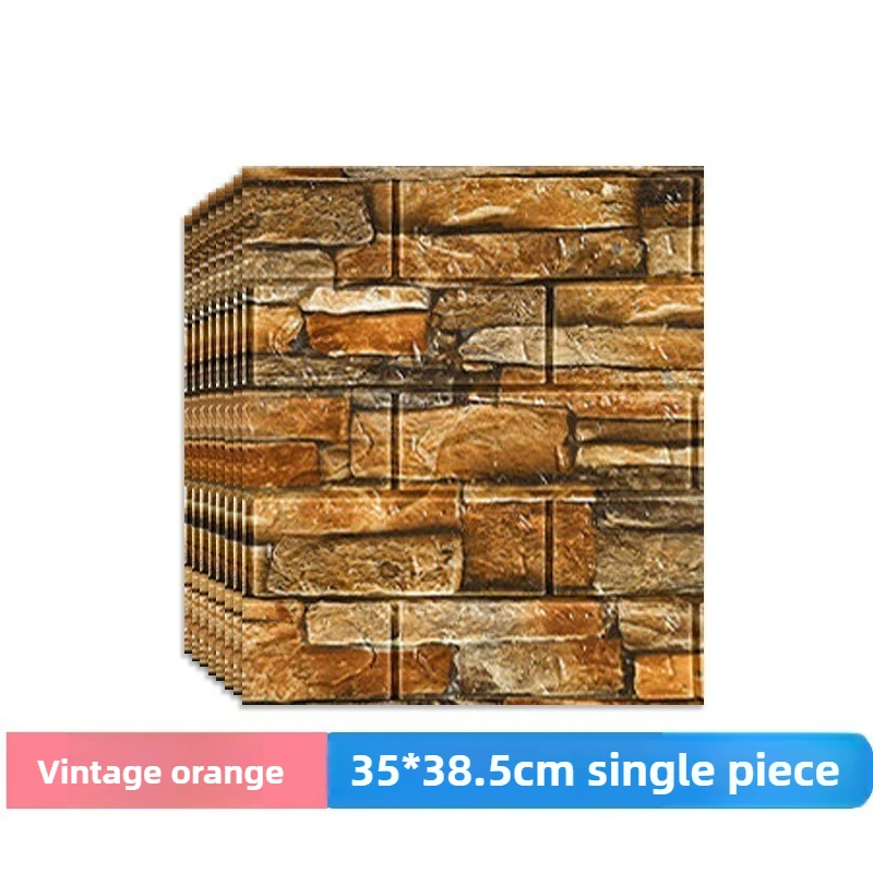 3D Foam Brick Wall Tiles 10pcs 35x38.5cm - Self-Adhesive XPE Waterproof Film for Furniture Cabinet Refresh, DIY Home Upgrade