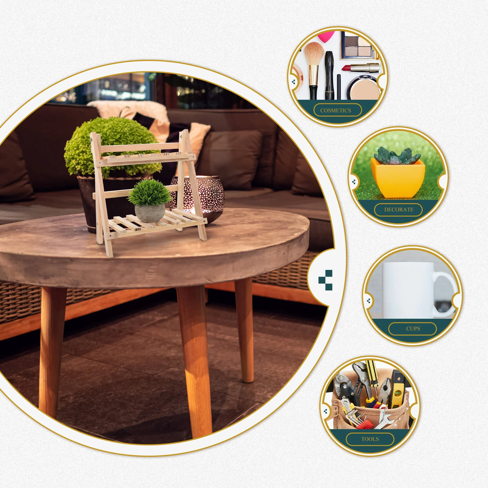 2-Tier Wooden Desktop Organizer Shelf For Table Multi-Layer Sundries Rack, Stationery Organizer, Household Storage Holder,