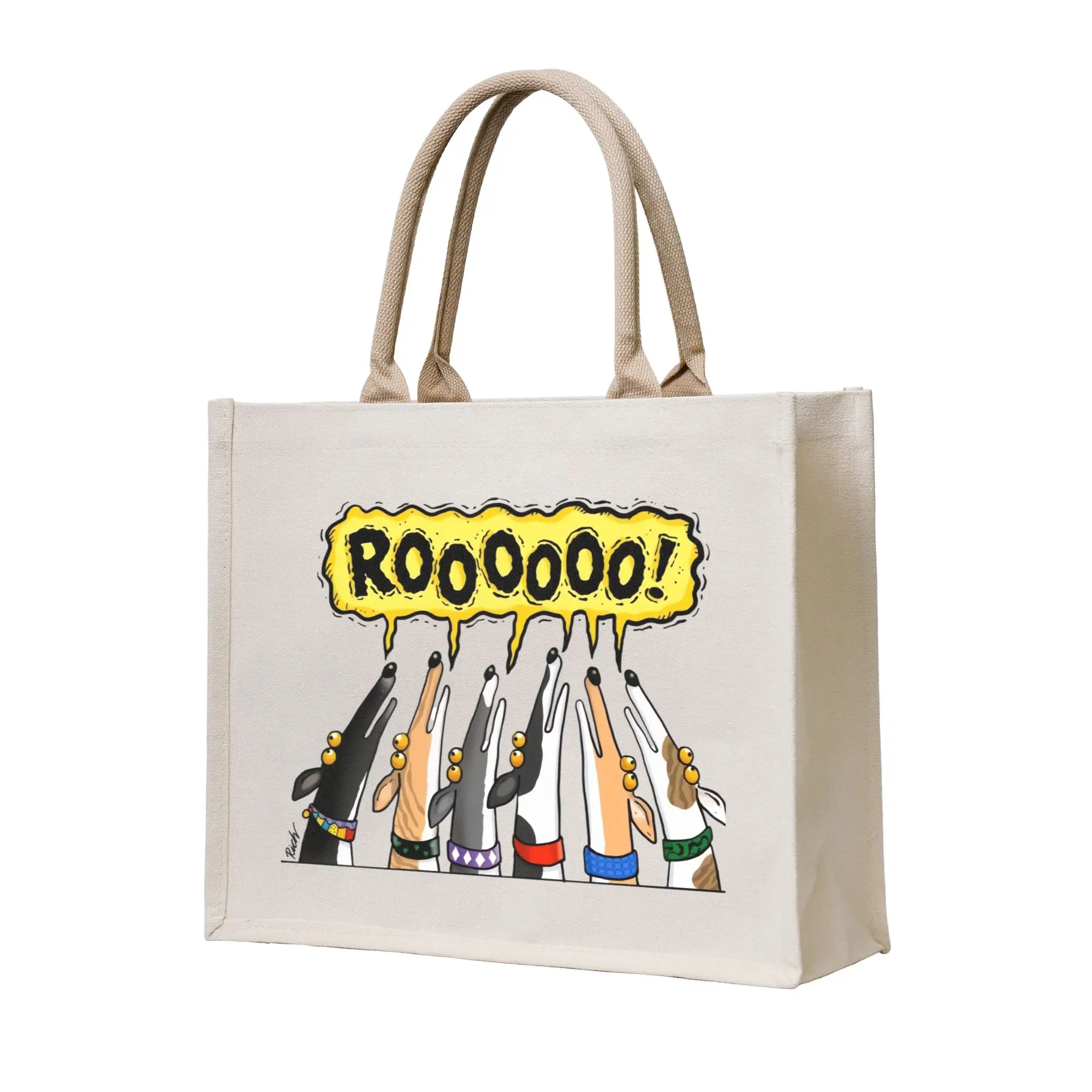 Roooooo Dog Greyhound  Grocery Tote Shopping Bag Women Fashion Italian Whippet  Shopper Shoulder Bag Large Capacity Handbags