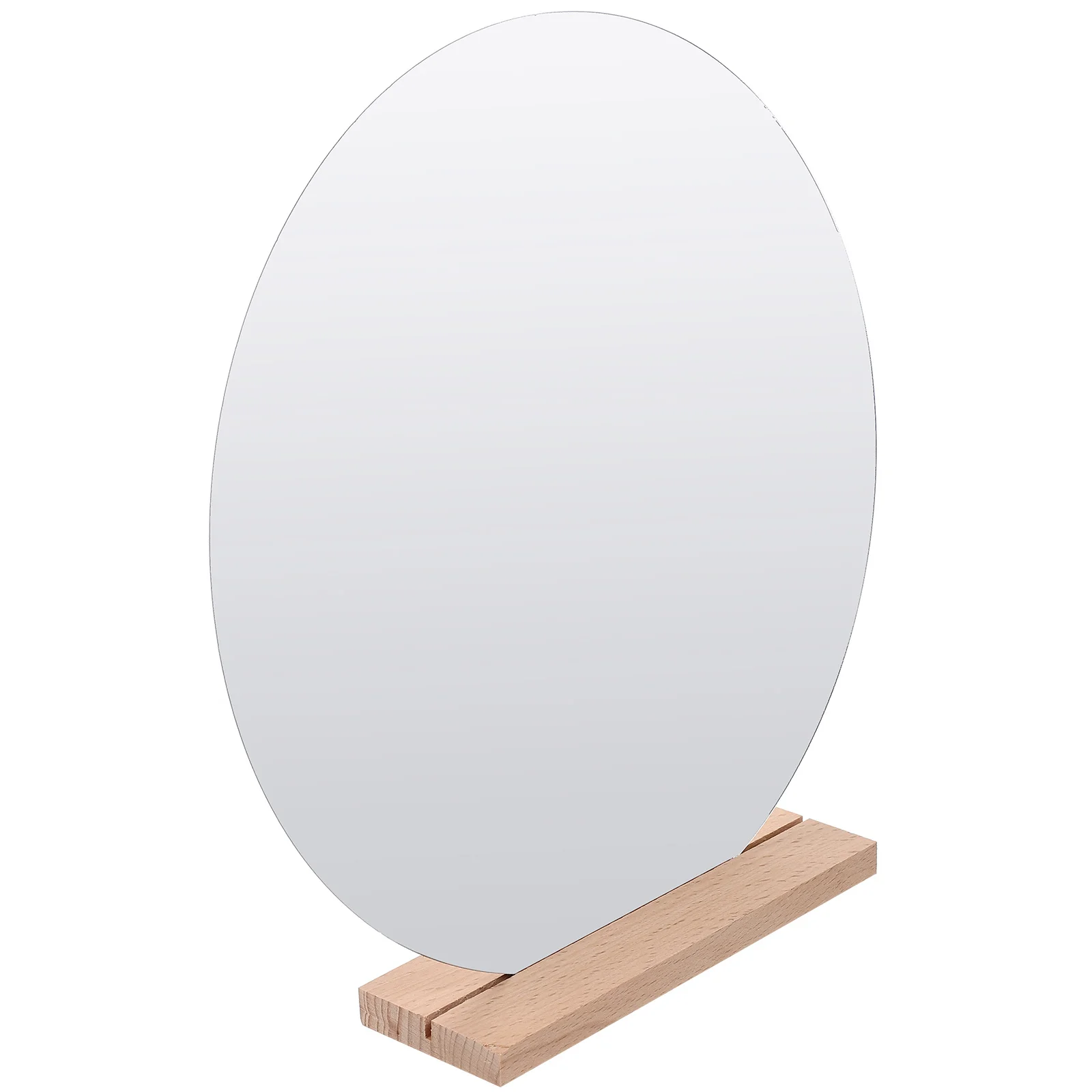 Desktop Acrylic Mirror Wooden Base Irregular Shape Stylish Makeup Mirror Vanity Bedroom Decorative Aesthetic Desk Decor