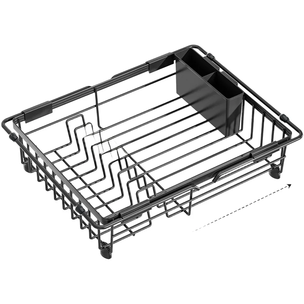 Telescopic Rack Expandable Drainer For Countertop Organization Precise Slots Stable Placement Telescopic Design