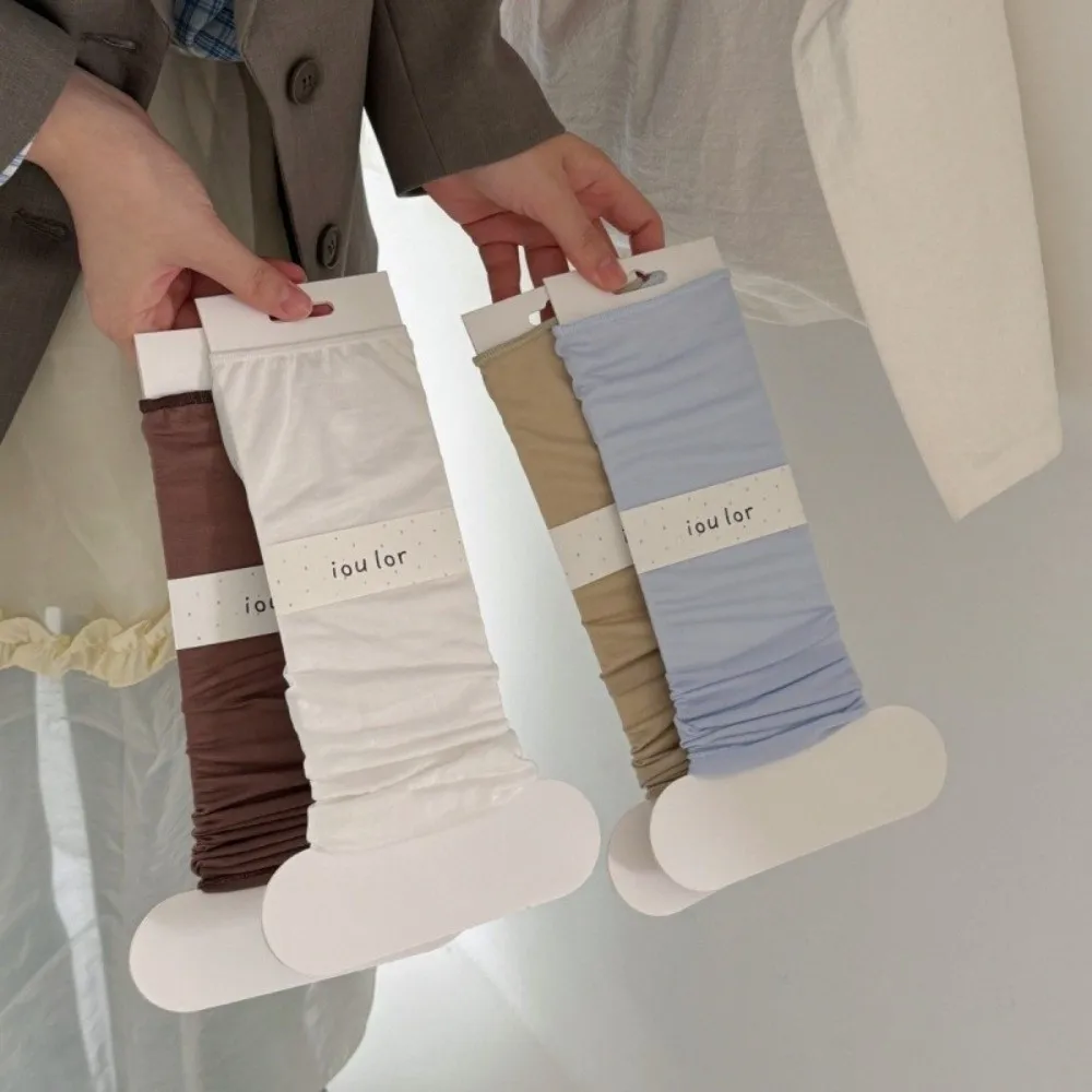 

New Thin Lyocell Ice Silk Leg Warmers Breathable Sun Protection Foot Cover Mesh Long Socks Women Summer
