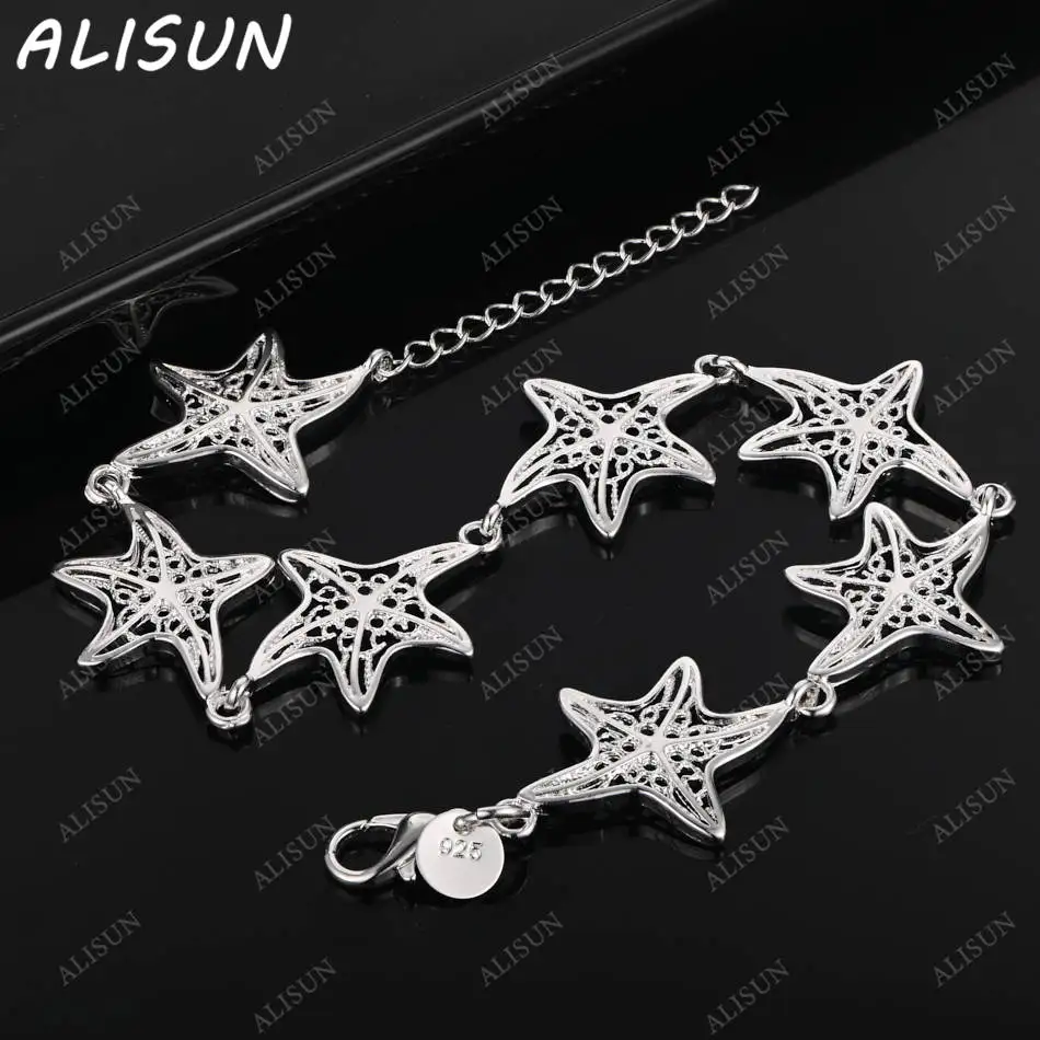 

ALISUN 925 Sterling Silver Hollow Starfish Bracelets For Women Wedding Party Gifts Fashion Accessories Fine Jewelry