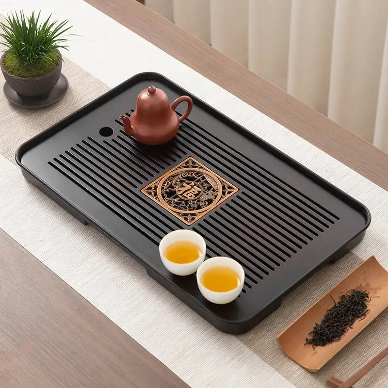 

Travel Set Water Storage pe Tea Tray Drain Plate High Aesthetic Value Tea Support Modern Bamboo Material Rectangular ape
