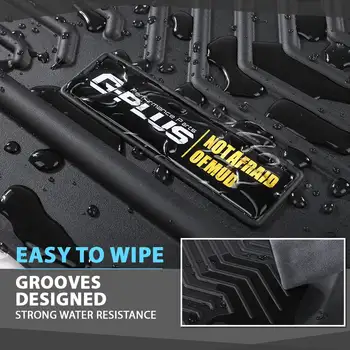 適用於 2019-2024 年雪佛蘭 Silverado 和 GMC Sierra 1500 Crew Cab 的全覆蓋式 TPE 全天候腳墊,三件套,黑色 10 最佳銷售 GMC Sierra配件 - №5