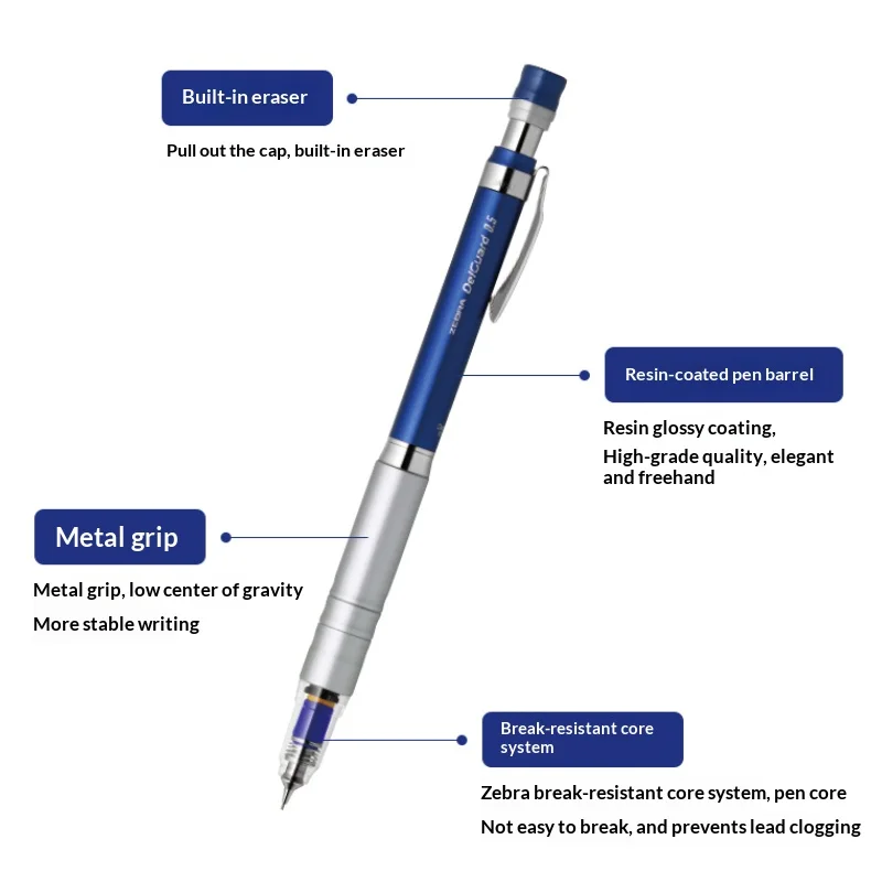 Japanese ZEBRA DelGuard MA86 Metal Mechanical Pencil,Classic Colors 0.5mm Professional Drawing Pencil For Students,Artists,Kids - view 4